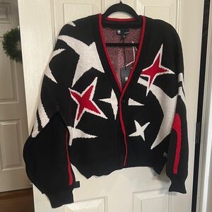 G-Star Black Cardigan with Red & White Star Motif